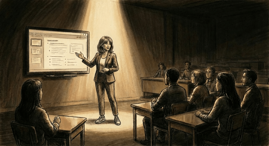 Kamala Harris speaks at a podium labeled FUTURE FORWARD 2024 in a crowded theater.